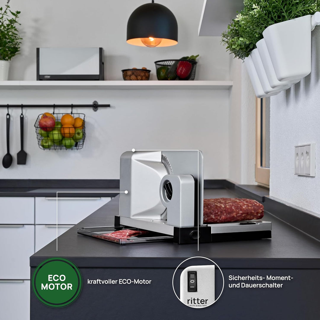 ritter icaro 5 Klappbarer elektrischer Allesschneider & Brotschneidemaschine aus Metall, Made in Ger