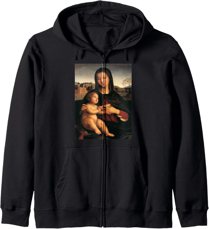 Raffaels Madonna mit Kind mit dem Buch Kapuzenjacke