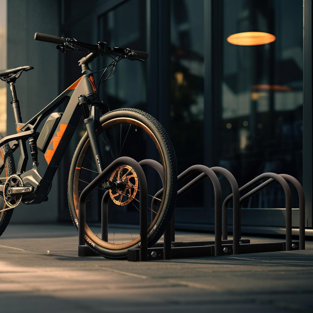 Relaxdays, 3 Fahrräder, Stahl Bodenparker, Reifenbreite 60mm, Abstellständer, Fahrradstand, anthrazi