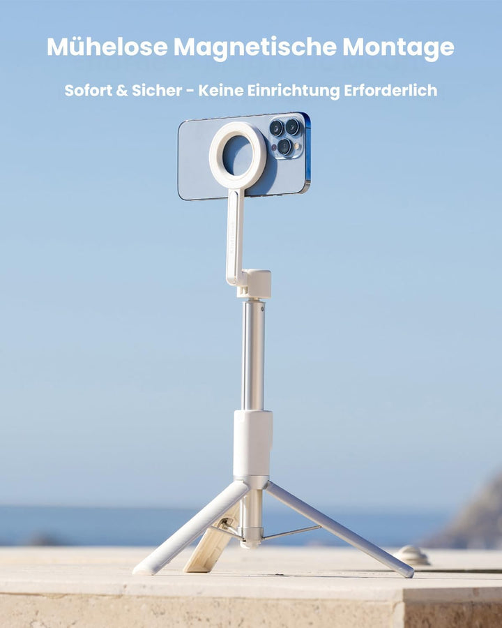 KraftGeek 163cm Magnetisches Selfie Stick Stativ, Stark Aluminium Halter für Magsafe-Handy mit Abneh