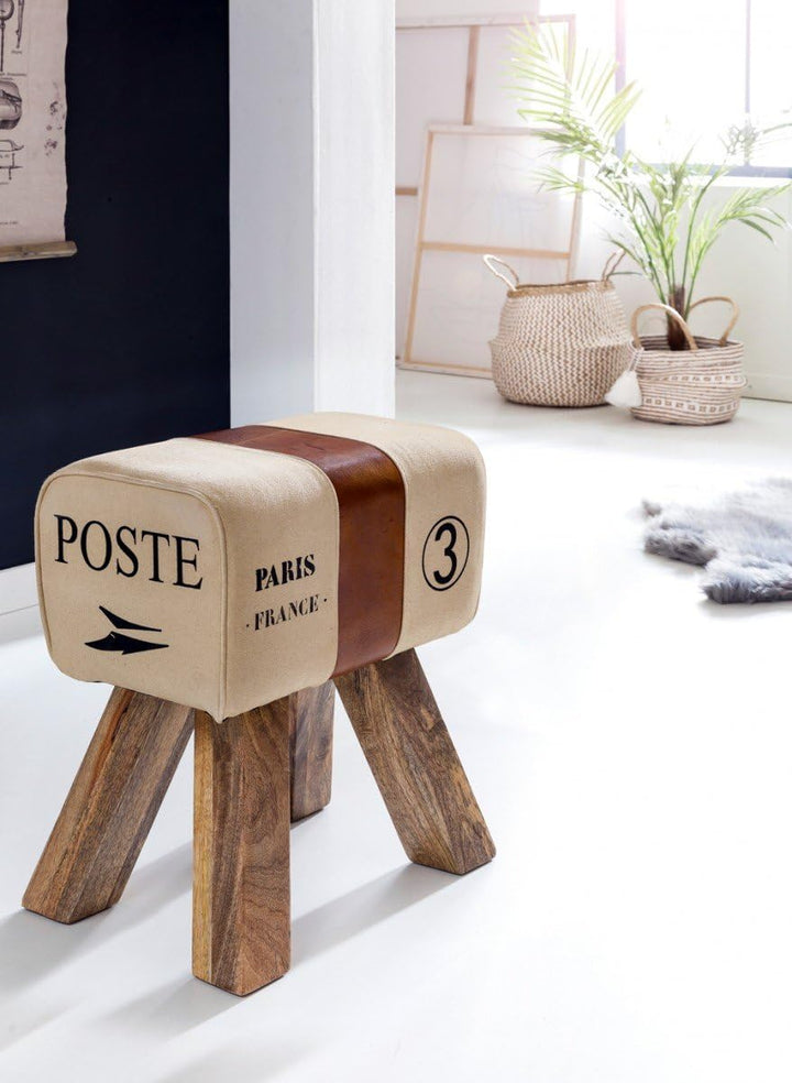 FineBuy Design Turnbock Sitzhocker 40 x 30 x 47 cm, Turnhocker Hocker Beistellhocker Fusshocker Brau