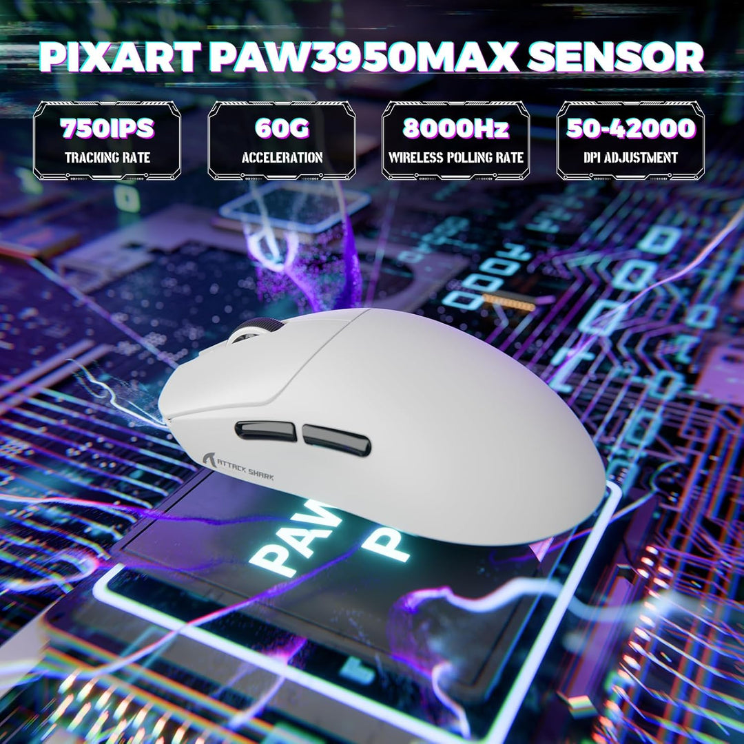 MAMBASNAKE X ATTACKSHARK X8ULTIMATE Kabellose Gaming-Maus,PAW3950MAX Sensor,8K Abtastrate,59g Ultral