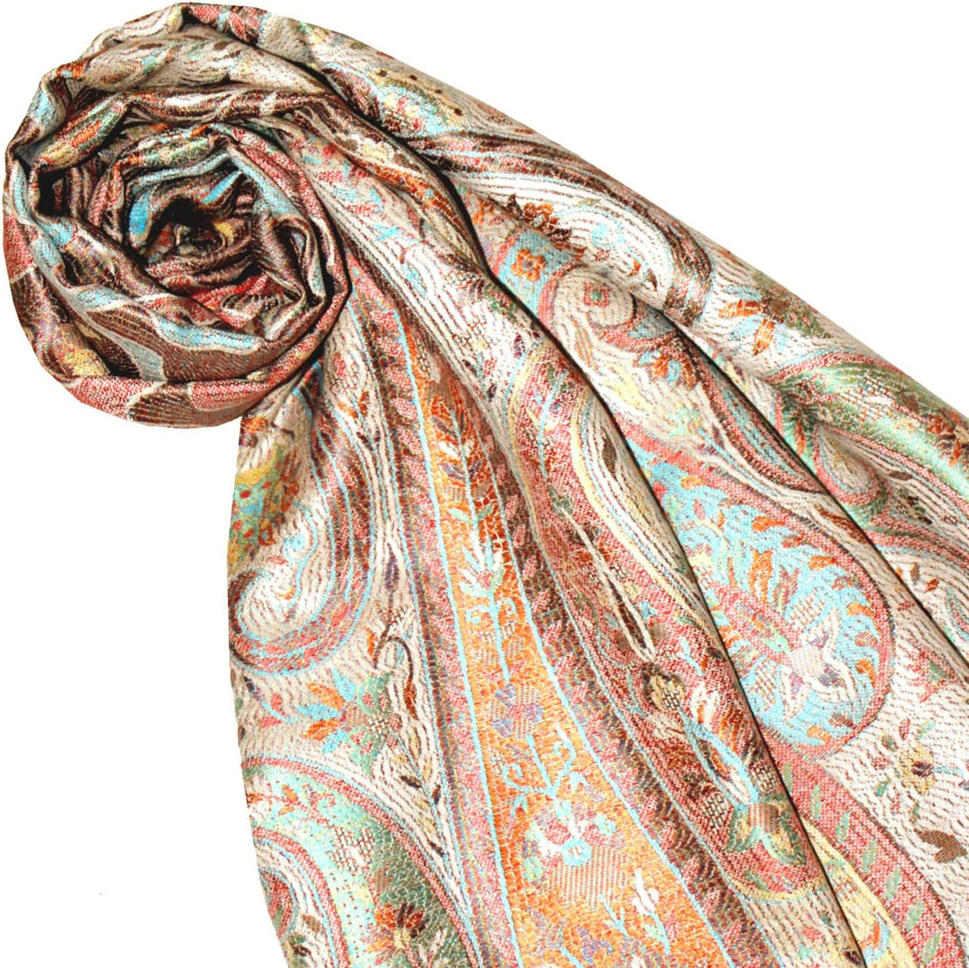 Lorenzo Cana Pashmina Schal Schaltuch jacquard gewebt 100% Seide 70 x 190 cm Paisley Muster Seidensc
