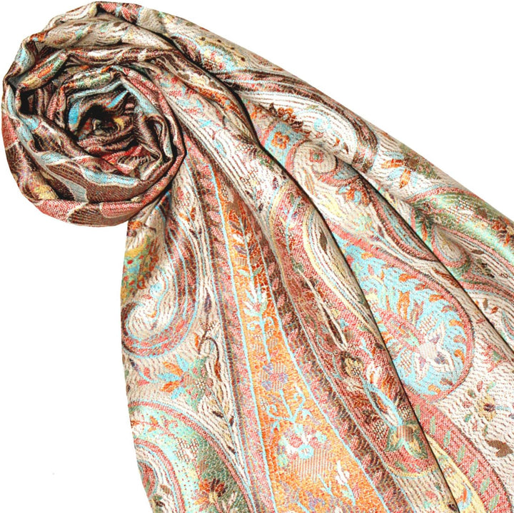 Lorenzo Cana Pashmina Schal Schaltuch jacquard gewebt 100% Seide 70 x 190 cm Paisley Muster Seidensc