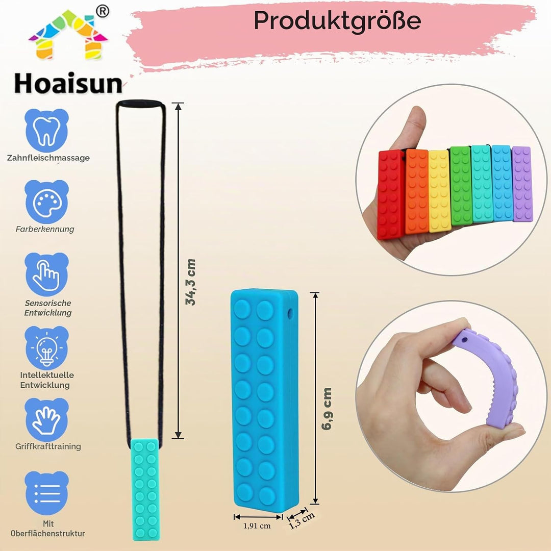 7 Pack Kauen-Halsketten für sensorische Kinder，Kauspielzeug für autistische Kinder，Oralmotorischer B