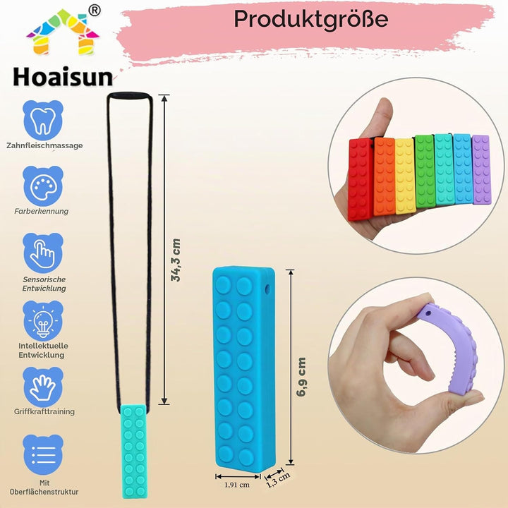 7 Pack Kauen-Halsketten für sensorische Kinder，Kauspielzeug für autistische Kinder，Oralmotorischer B