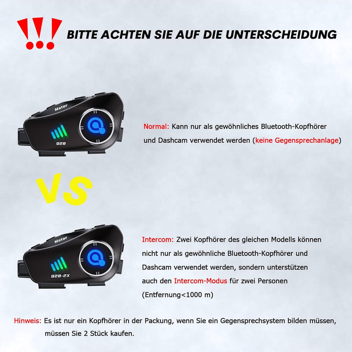 Motorrad Helm Headset Bluetooth mit 1080P Kamera Intercom Motorrad Gegensprechanlage Fahrrad Kommuni