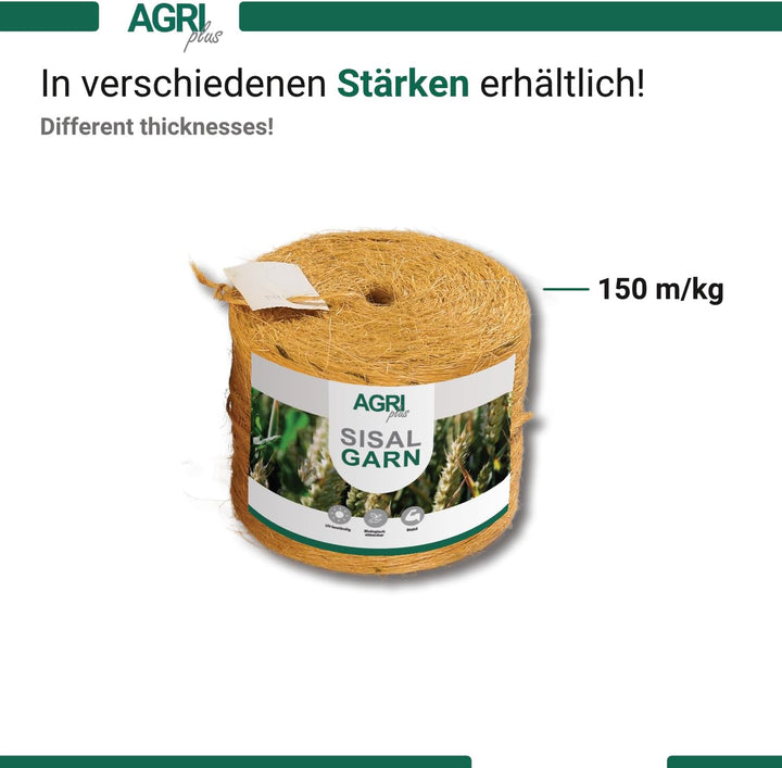 AGRI plus Sisal Bindegarn I 2 Stück = 2700 m I Stärke 150 m/kg I Nachhaltiges Garn für Rundballen-Pr