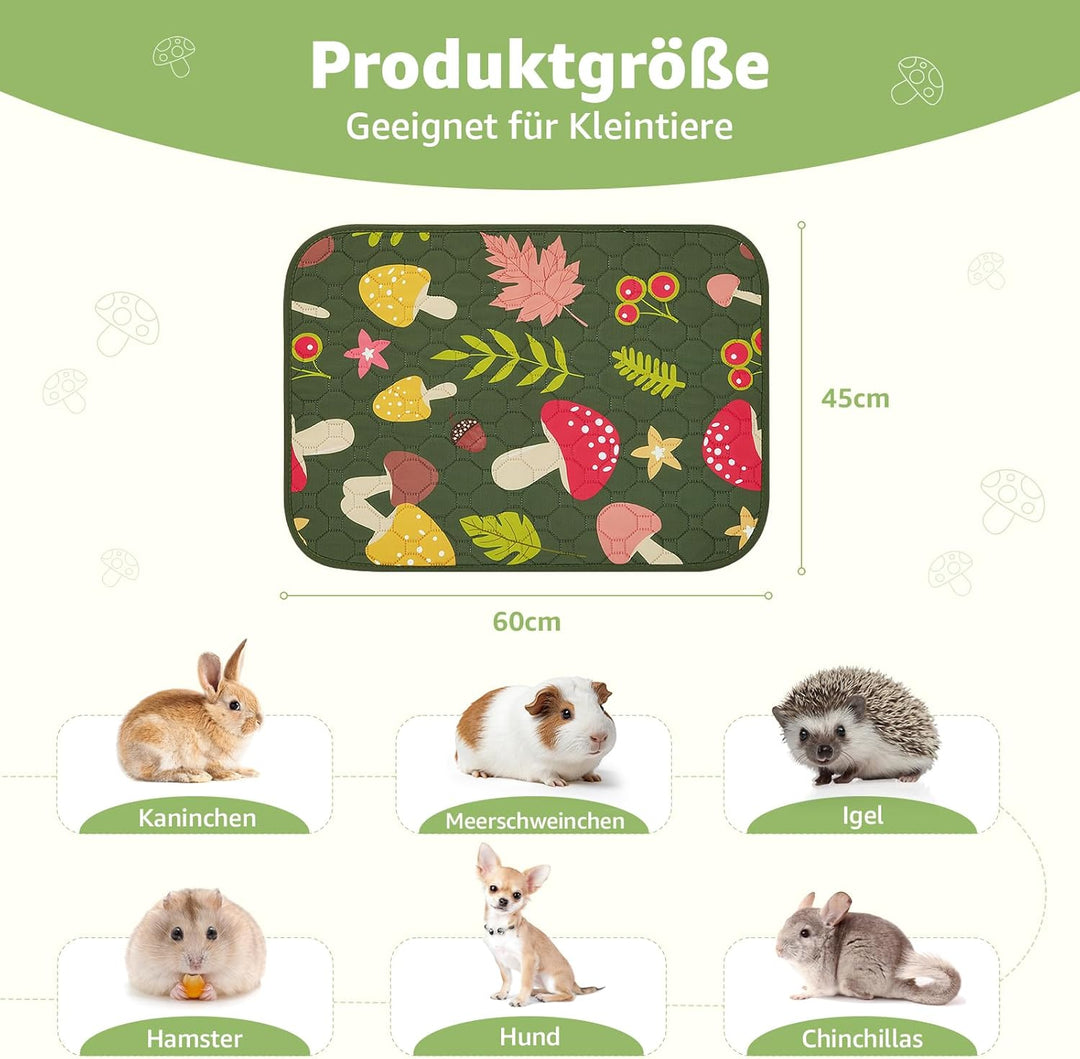 PICK FOR LIFE 2 Stück Pipipads Meerschweinchen waschbar, 60x45 cm 4-lagig saugfähige auslaufsichere