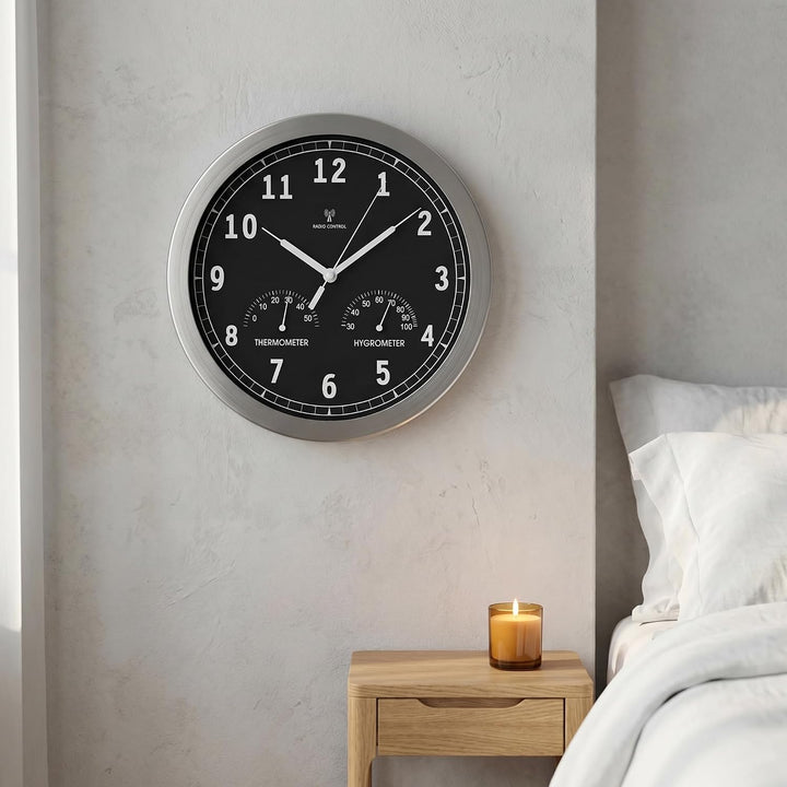bonVIVO Funk Wanduhr ohne Tickgeräusche Grosse Küchenuhr Funkuhr für Wand in Bad Büro Home Office Wo