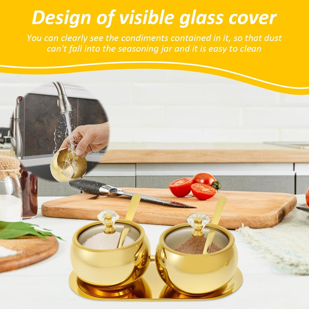 Gewürzgläser 304 Edelstahl,Gewürzdosen mit Löffel,Gewürzstreuer,Gewürzbehälter,Spice Jars für Salz,Z