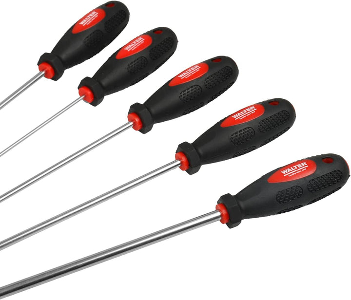 WALTER Schraubendreher Set extra lang 6-tlg., Geschenk für Männer und Heimwerker, magnetische Spitze