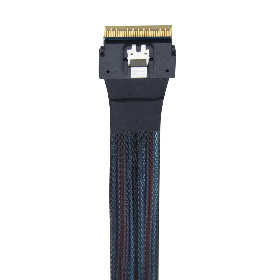 SlimSAS(SFF-8654 8i,74pin) to 2x Oculink(SFF-8611,38pin), PCIe4.0 Gen4 cable assembly, 85-Ohm, 0.8m