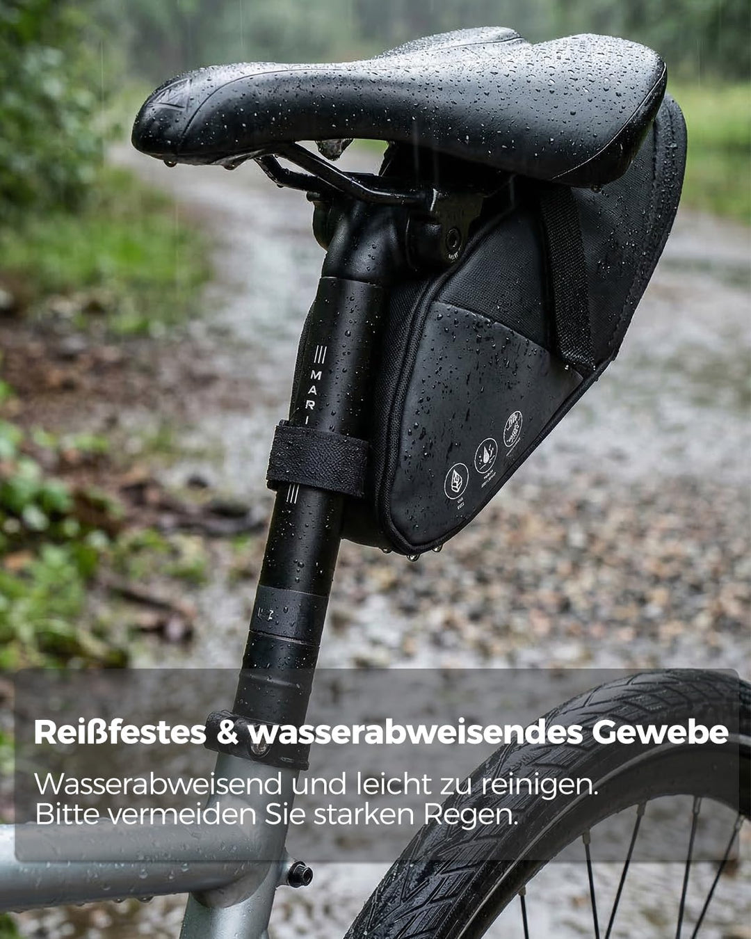 Fahrrad Satteltasche 1L, Wasserabweisende Fahrradtasche mit 3 Netztaschen, Unter dem Sitz Tasche für