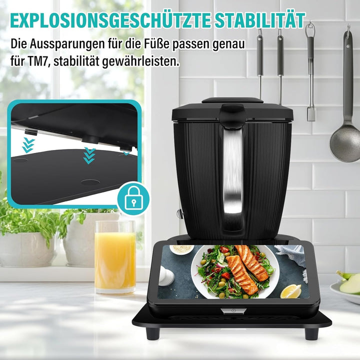 Acryl Gleitbrett für Thermomix TM7 – Mit 360° Rollen + Rutschfest Gummifüsse des Schnelles Bewegen/S