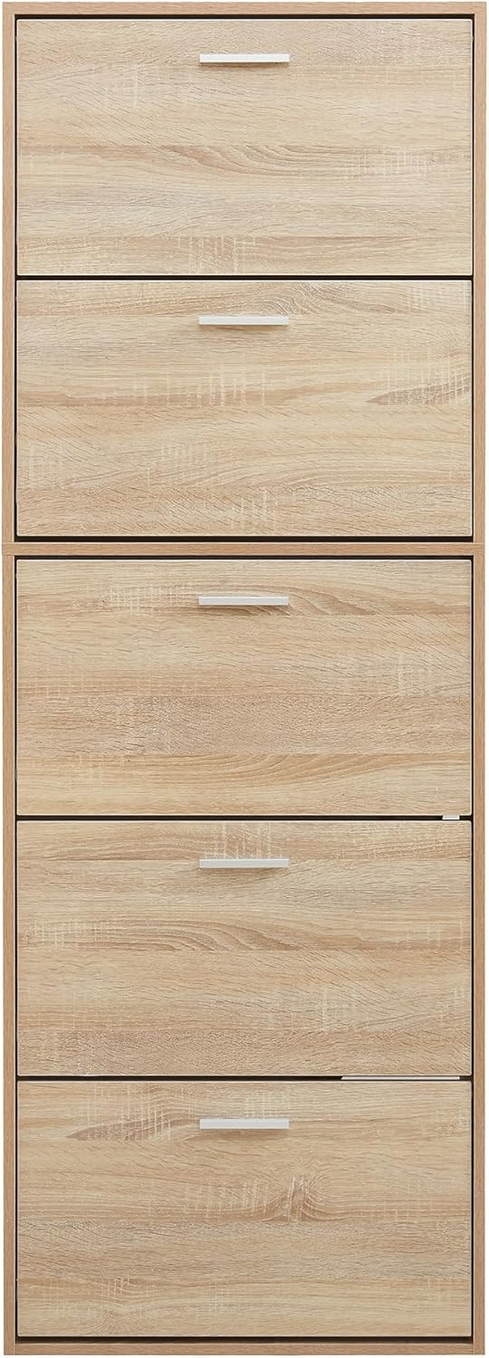 [en.casa] Schuhschrank Sykkylven Schuhkipper mit 5 Klappen Schuhkommode für 20 Paar Schuhe 169 x 60
