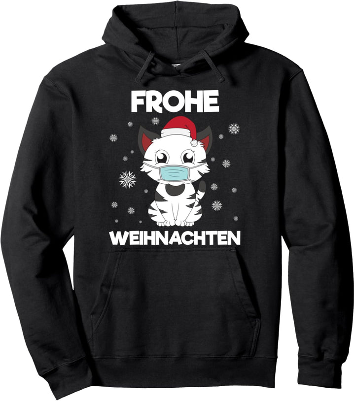 Katze mit Maske Weihnachten Xmas Geschenke Christmas Katze Pullover Hoodie