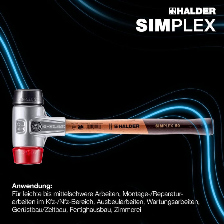 SIMPLEX-Schonhammer, Gummikomposition/Plastik; mit Aluminiumgehäuse und hochwertigem Holzstiel | D=3