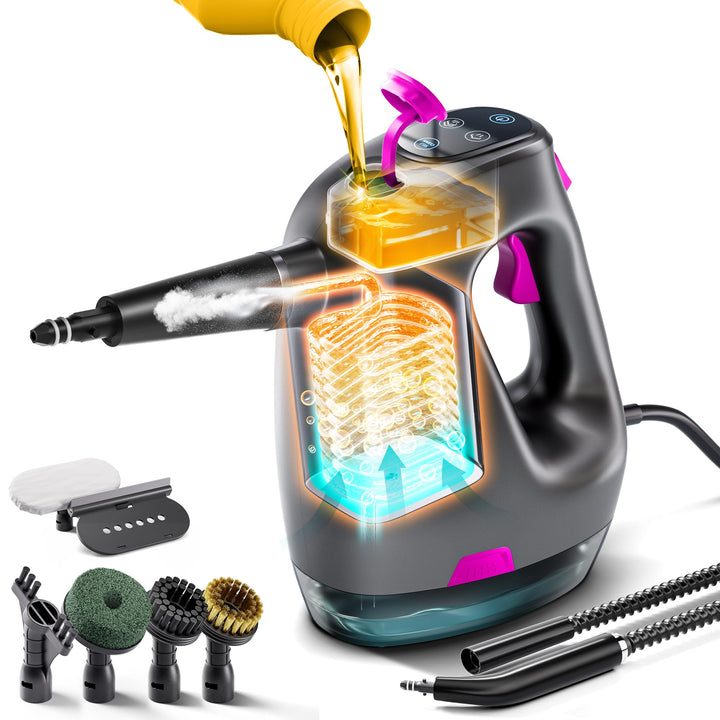 Handdampfreiniger 1200W, 500ml abnehmbarer Wassertank mit Reinigungsmittelspender, entfernt Fett und
