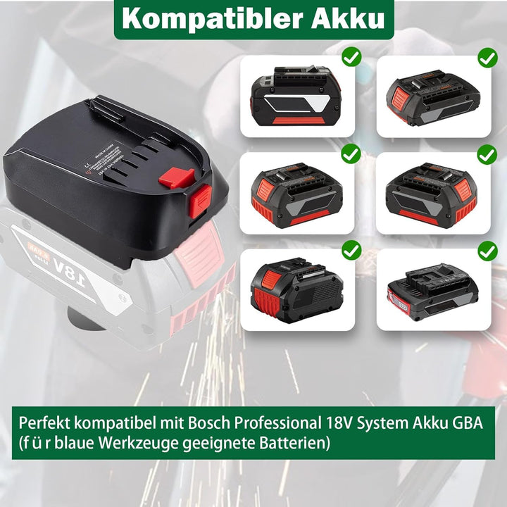 BOSB18C Batterieadapter für Bosch GBA auf PBA, Akkuadapter für Bosch Professional 18V System Akku au