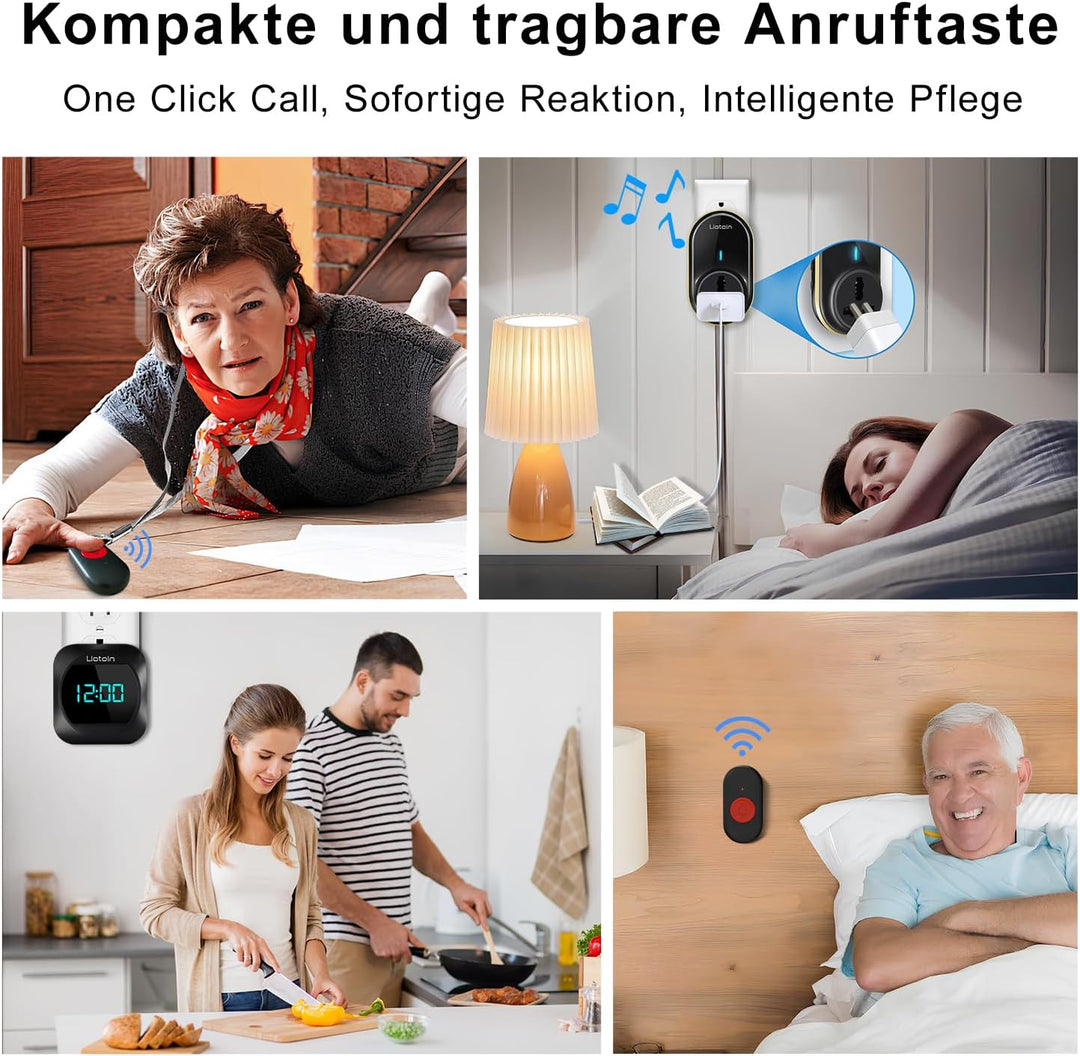 Notrufknopf für Senioren,Senioren Notruf Kabellos Notfallknopf Hausnotruf intern für Senioren SOS Al