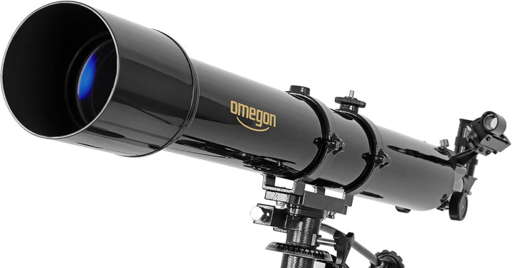 Omegon Teleskop AC 90/1000 EQ-2 | Refraktor für Einsteiger & Fortgeschrittene | 90mm Öffnung | 1000m