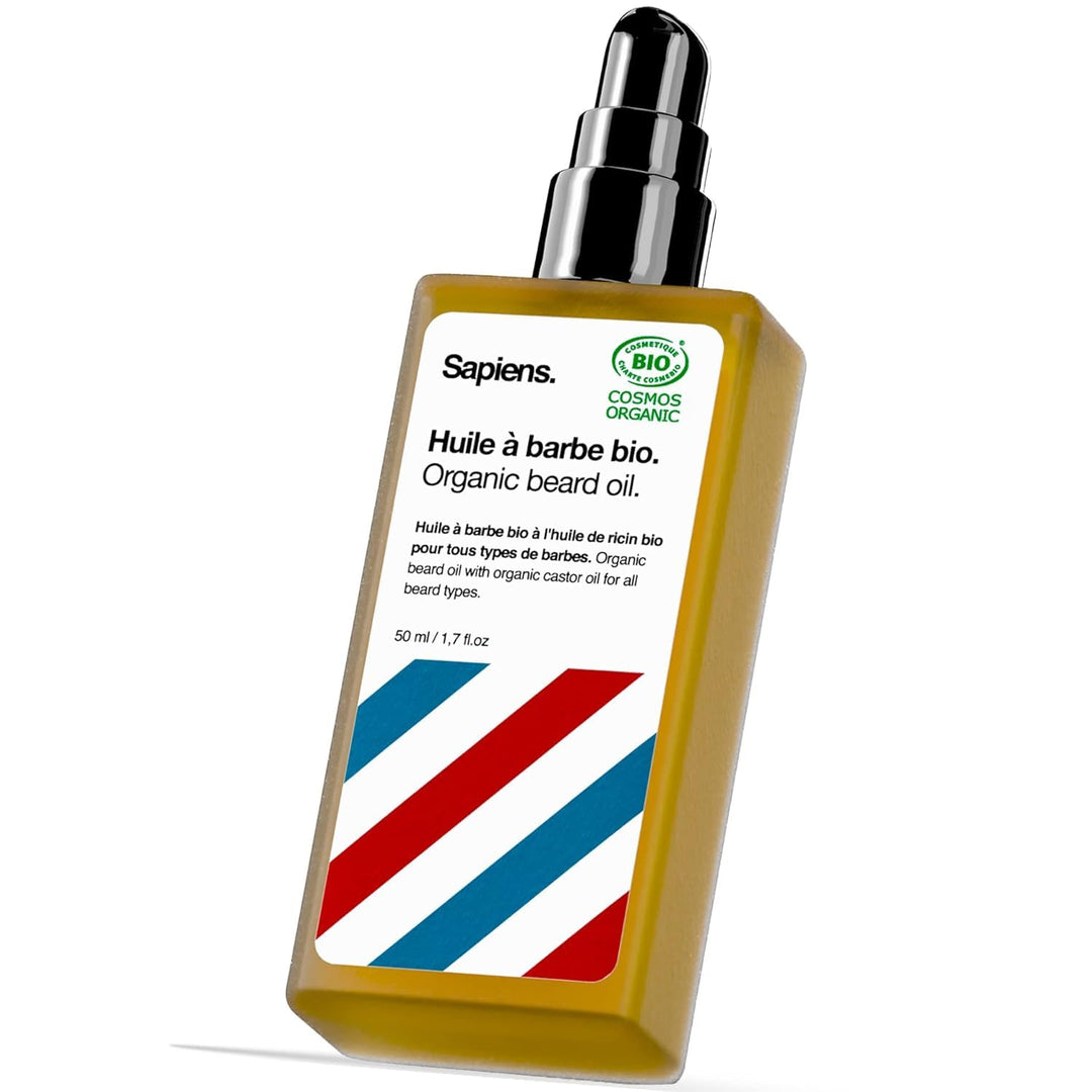 Sapiens Barbershop Bartöl Herren - BIO Bartpflege Öl Cosmos Organic Zertifiziert mit Rizinusöl - Bar