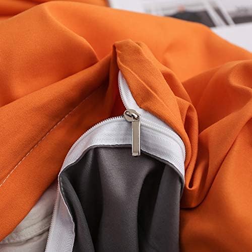 Damier Bettwäsche 200×220cm Orange Grau Wendebettwäsche Set 3 Teilig Weiche Microfaser Bettbezug Dop