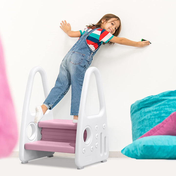 UISEBRT Tritthocker für Kinder 2 Stufen Kinderschemel Trittschemel Kleinkind Lernturm Anti-Rutsch Tr