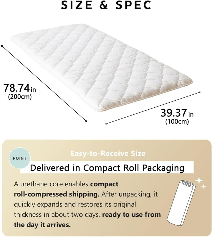 EMOOR Japanische Futon Matratze Premium CLASSE 100 x 200 cm, Faltbar Schlaf Traditionelle Boden Bett