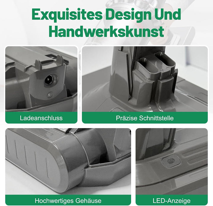 3900mAh Akku kompatibel mit Dyson V11 Absolute, Animal, Motorhead, Fluffy (Nur für Einschraubmodelle