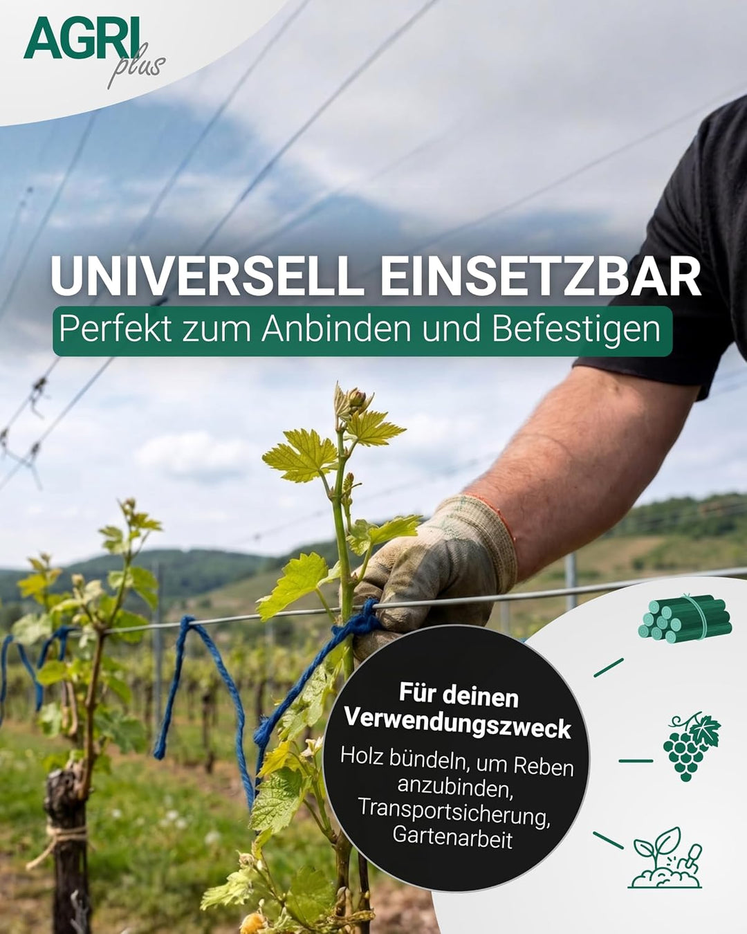 AGRI plus 1 Doppelpack Pressengarn/Erntegarn (10 kg - Für Hochdruckballen 400 m/kg, Blau) 10 kg - Fü