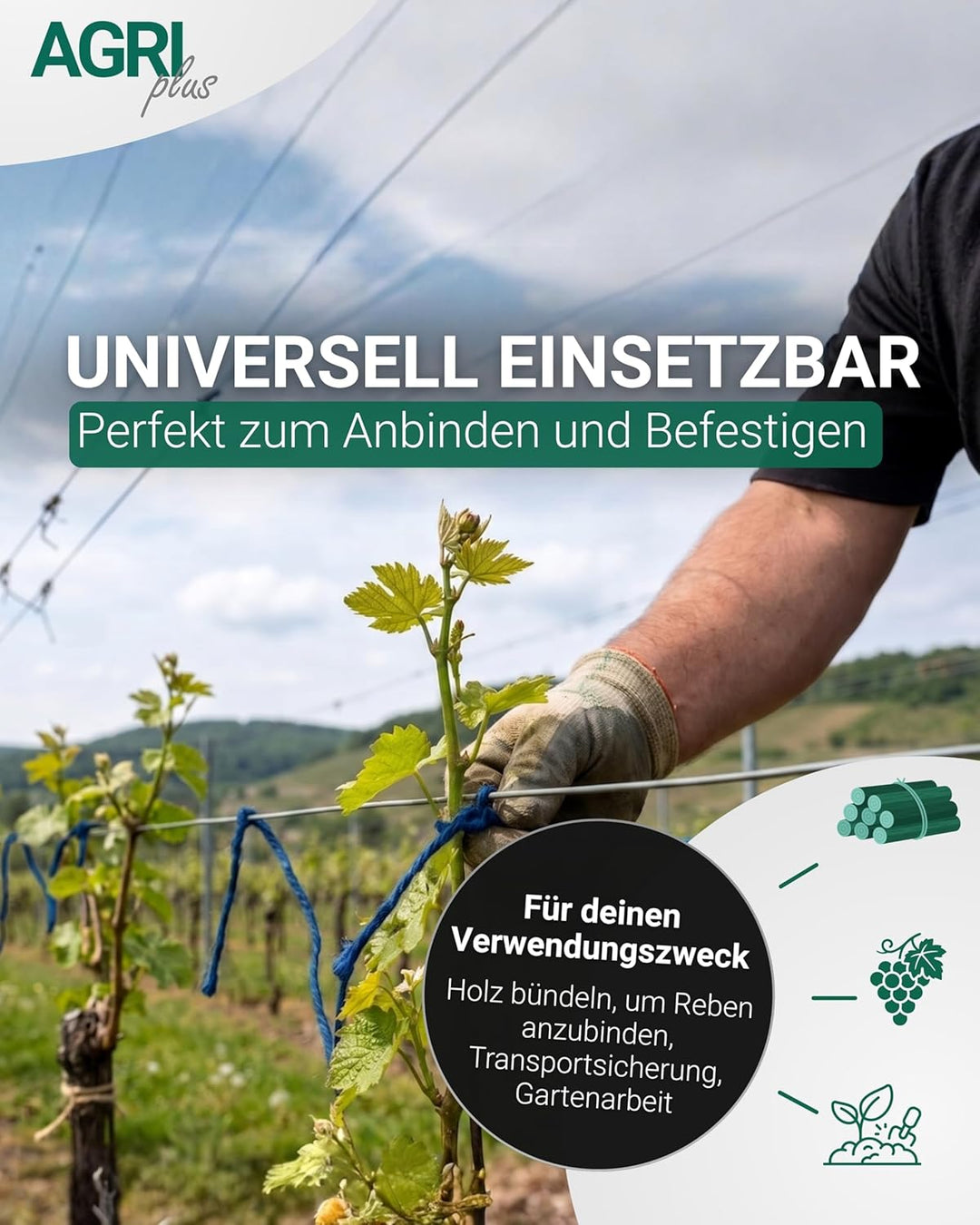 AGRIplus Pressengarn I 2 Stück à 5 kg I 750 m/kg I Hochwertiges PP-Garn I Robust, witterungsbeständi