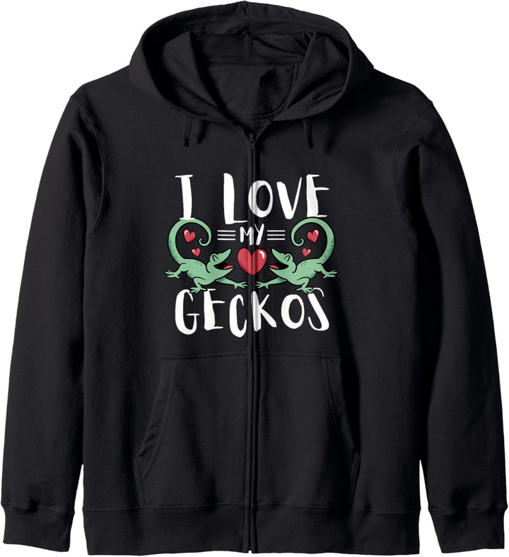 Gecko I Love My Geckos Eidechse Reptilien Salamander Kapuzenjacke