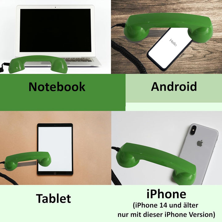 Retro Handyhörer für Apple iPhones mit Lightning (passender Adapter mit inbegriffen) in der Form ein