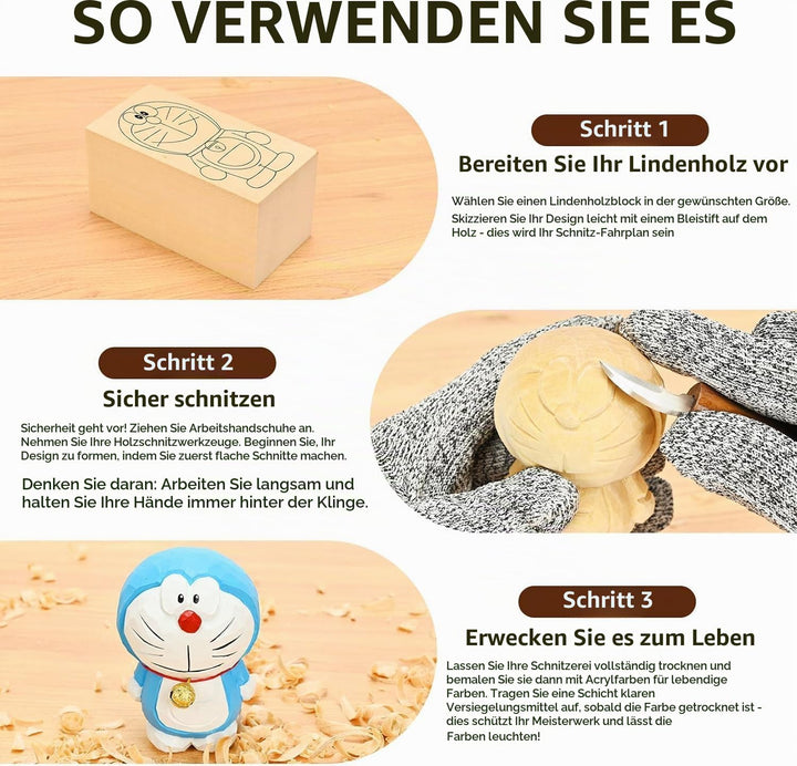 Schnitzholz Linde, 22er Pack Holzblöcke, 3 Grössen Lindenholz zum Schnitzen, Lindenholz-Schnitzblöck