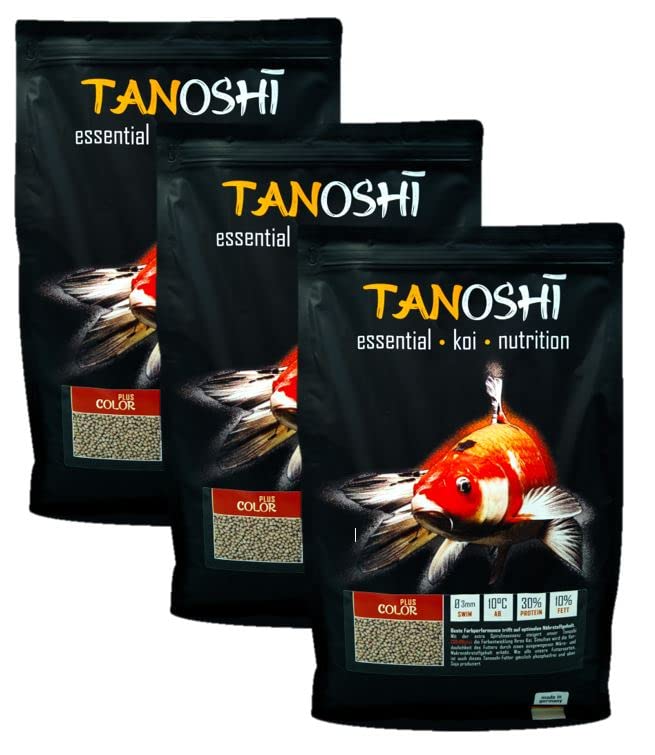 Tanoshi Koifutter - Color Plus 15 kg 3mm | Schwimmendes Allein-Koifutter für Intensive Farbentwicklu