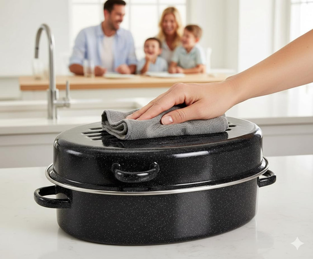 CUCINOVA Emaille Bräter [38 cm] mit Deckel – Gansbräter – Auflaufform – Schmortopf – backofengeeigne