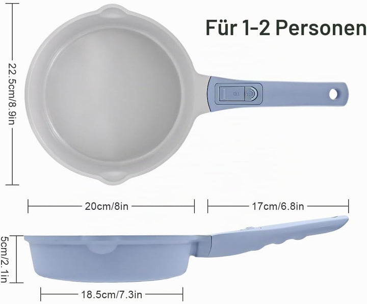 AIKENBBKK keramik pfanne 20 cm, Antihaft Keramikbeschichtung Bratpfanne 20 cm mit Abnehmbarer Griff,