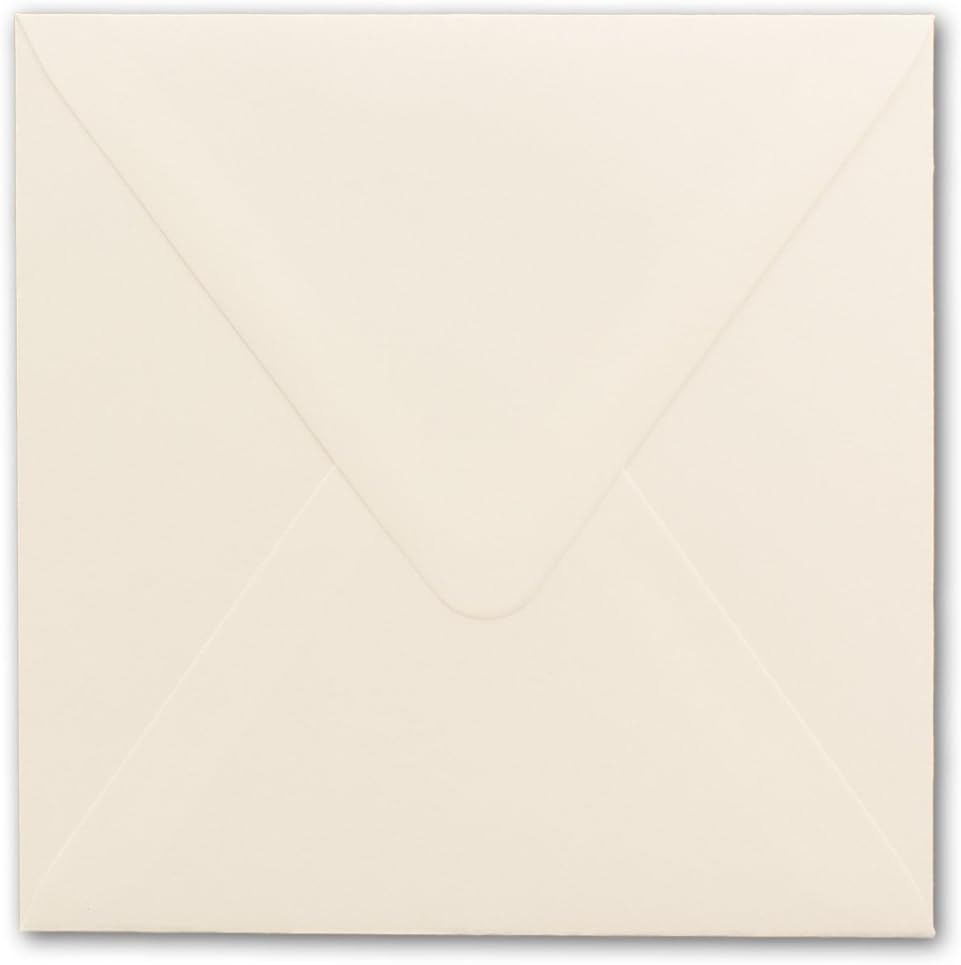 200x Briefumschläge Quadratisch 160 x 160 mm - Creme - 120 Gramm pro m² - 16,0 x 16,0 cm - Nassklebu