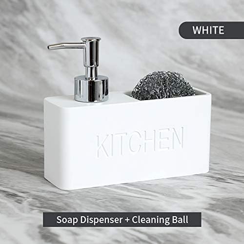 Küchenseifenspender weiss, Küchenspülmaschine, 200ML Harzseifenspender, Seifenspender Set, Küchenges