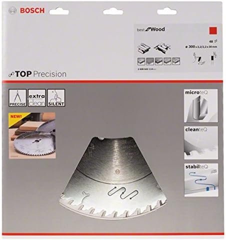BOSCH Kreissägeblatt Top Precision Best für Wood, 300 x 30 x 3,2 mm, 48, 2608642114, 300 x 30 x 3,2