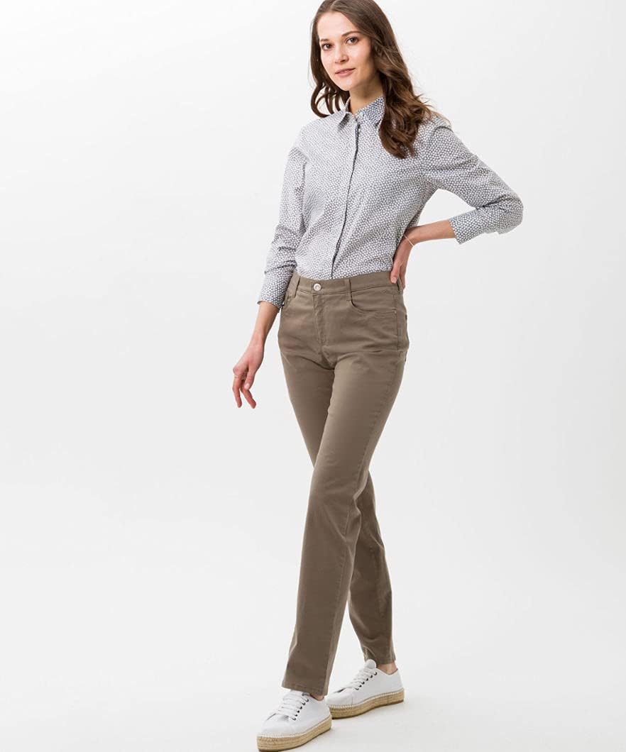 Brax Women's Mary Smart Cotton Trouser 31W / 34L Khaki, 31W / 34L Khaki