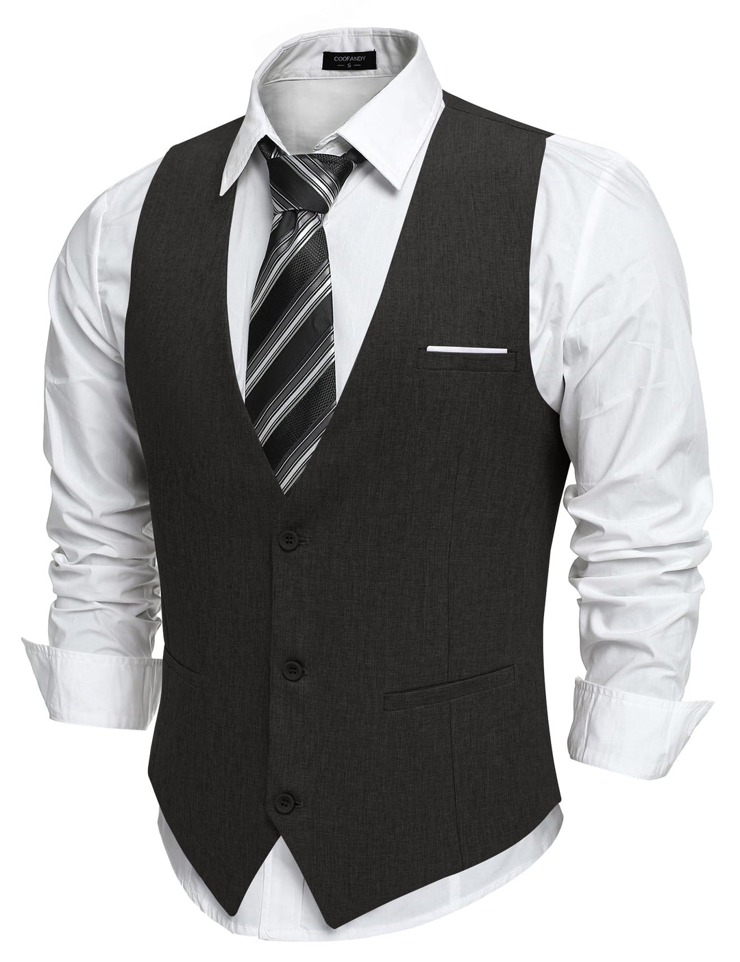 COOFANDY Weste Herren Anzug mit Taschen Anzugweste Gilet Casual Hochzeitsweste V-Ausschnitt Business