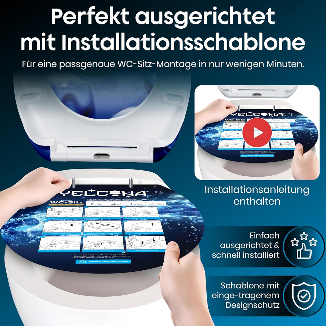 Yelcona WC-Sitz Duroplast,max. Belastung der Klobrille 150 kg Toilettensitz mit Absenkautomatik und