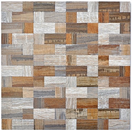 Mosaik Fliesen Mosaikfliesen Metallmosaik Kachel braun Holzoptik matt Küchenfliese WC Fliesenspiegel
