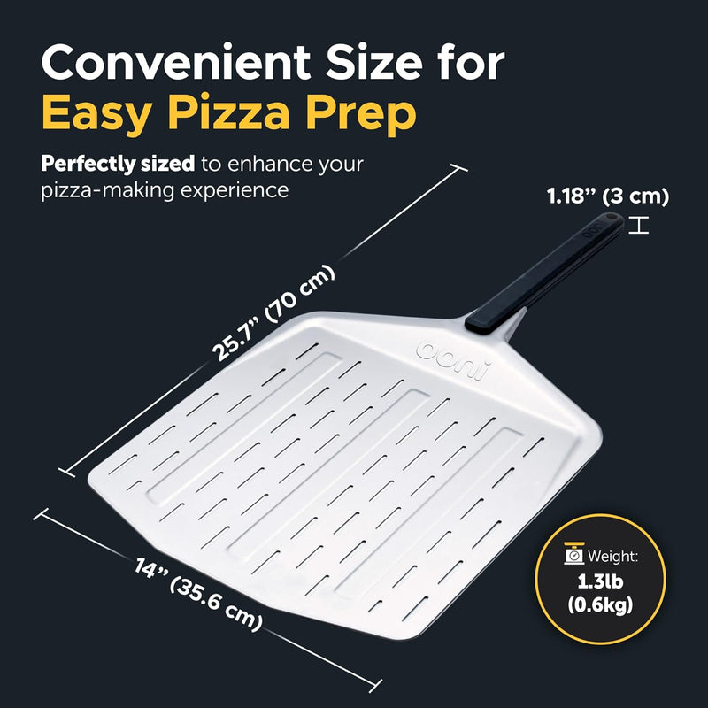 Ooni perforierte Pizzaschaufel 35 cm – Aluminium-Pizzaschaufel – Pizzaheber – Pizzawender Zubehör fü