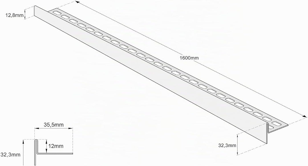 Aquabad Edelstahl Gefälleprofil Clive für begehbare Dusche 160cm, linksversion, Kantenhöhe 12mm 160c