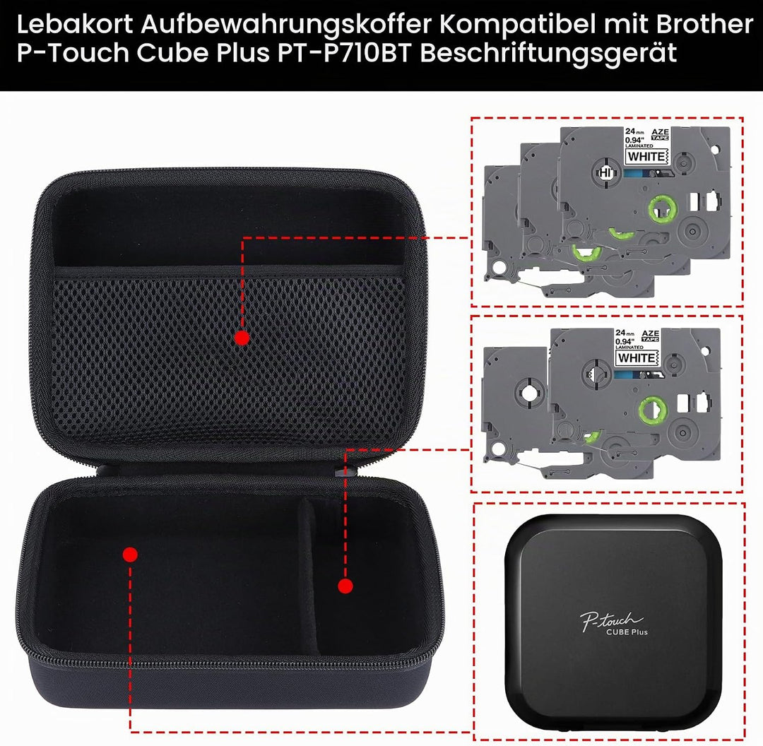 Hart Schutz Hülle Etui Tasche für Brother P-Touch Cube Plus PT-P710BT Monochrom, Etikettendrucker