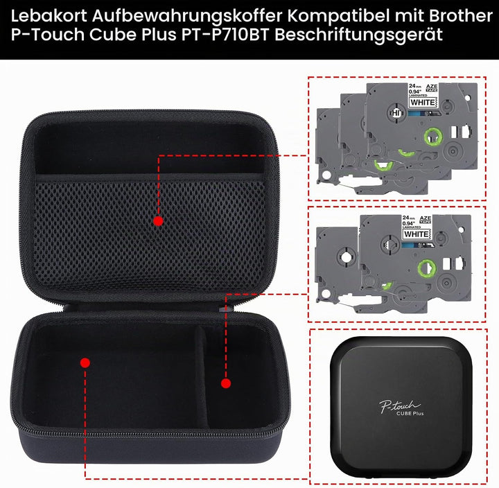 Hart Schutz Hülle Etui Tasche für Brother P-Touch Cube Plus PT-P710BT Monochrom, Etikettendrucker